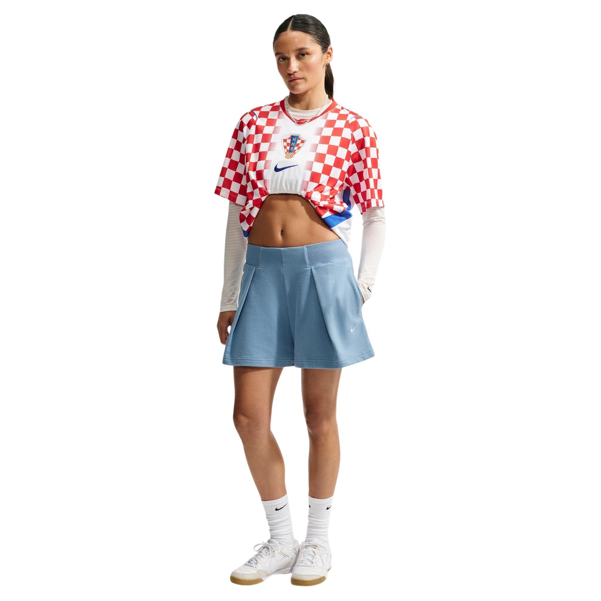 Nike Women's Studio Fleece Lightweight High-Waisted Loose Pleated Shorts - Blue - BLUE